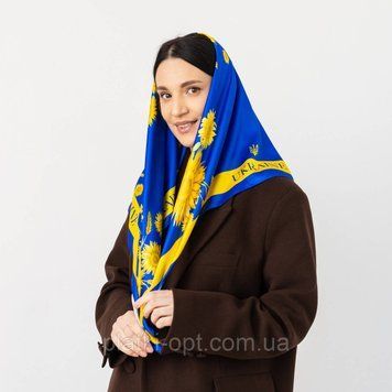 Хустка патріотична (атлас) 70х70 см. С70100-13 фото