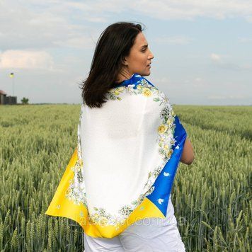 Платок патриотический (атлас) 70х70 см. С70100-3 фото