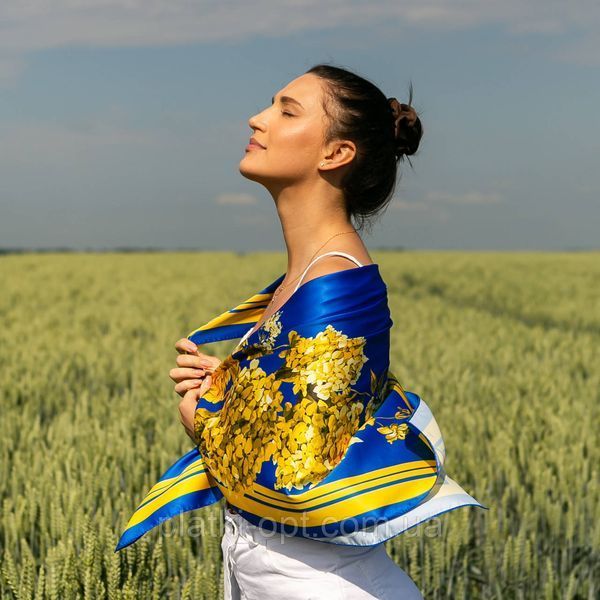 Хустка патріотична (атлас) 90х90 см. С90150-2 фото
