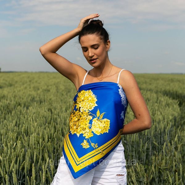 Хустка патріотична (атлас) 90х90 см. С90150-2 фото