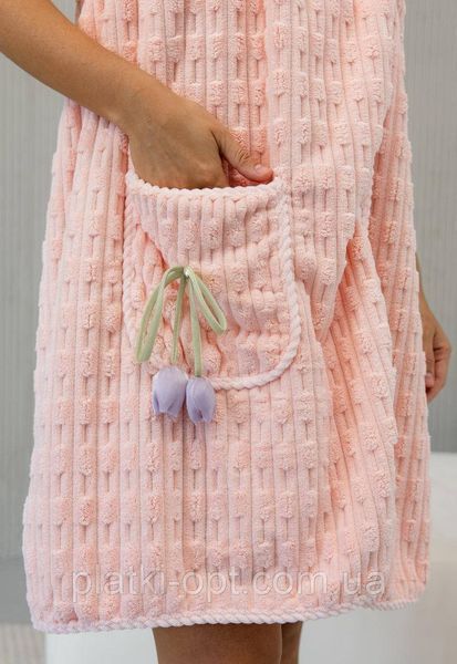 Рушник-халат жіночий "Тюльпан" з шапочкою (рожевий) 140х80 см ONE SIZE 183-3 фото