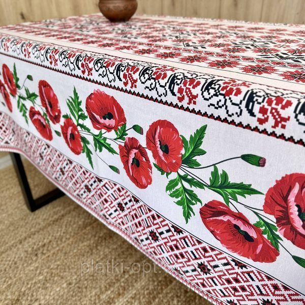 Скатертина бавовняна "Маки" 1.5м х 1.5м бмки15 фото