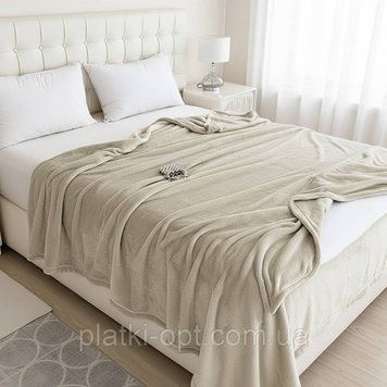 Покривало велюрове однотонне Comfort (світло-бежеве) 200х230 см 102622-7 фото