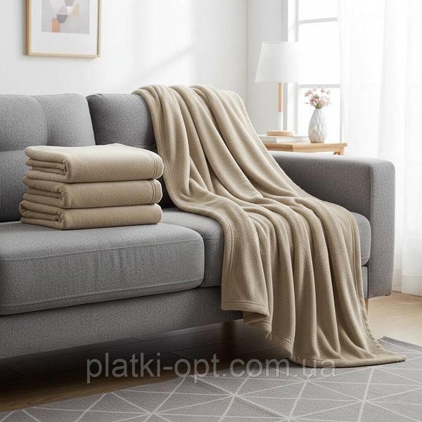 Покривало велюрове однотонне Comfort (бежеве) 200х150 см 102615-1 фото