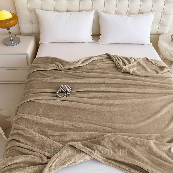 Покривало велюрове однотонне Comfort (бежеве) 200х150 см 102615-1 фото