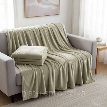 Покривало велюрове однотонне Comfort (оливкове) 200х230 см 102622-5 фото