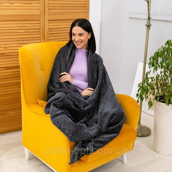 Покривало велюрове косичка (темно-сірий) 200х150 см 102815-9 фото