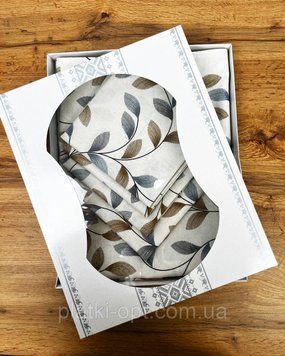Набір скатертина бавовняна "Листочки" 1.1м х 1.5м + 4 рушника лст11к фото