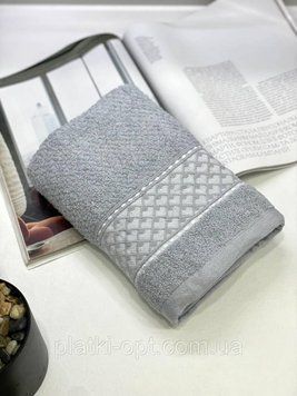 Рушник лицьовий махровий Геометрія (світло-сірий) 100х50 см. 59м-2 фото