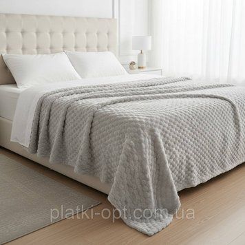 Покривало велюрове однотонне Соти (світло-сірий) 200х230 см 103922-7 фото